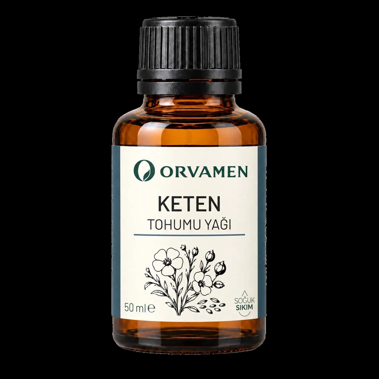 Orvamen Keten Tohumu Yağı amber şişe