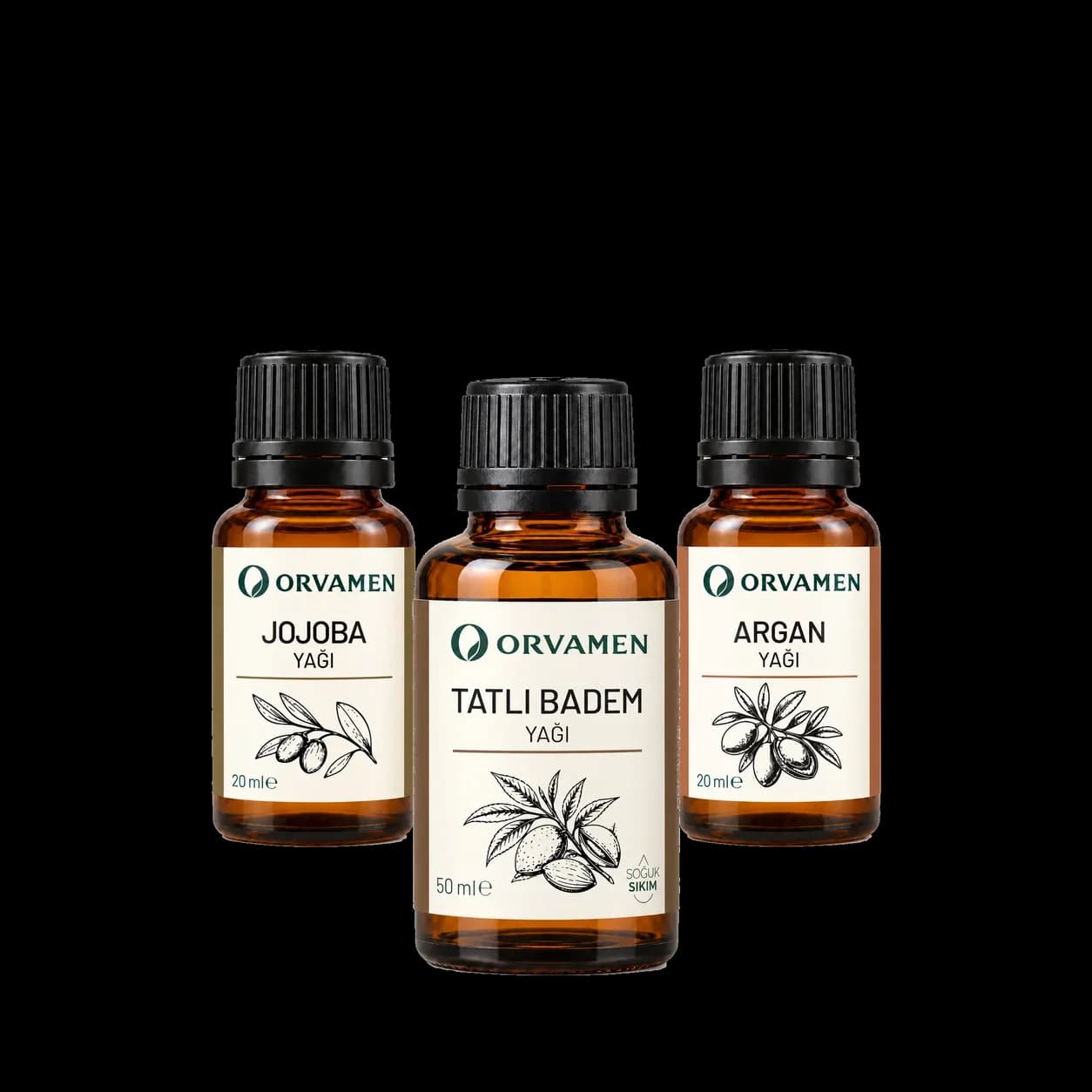 Orvamen Taşıyıcı Yağ Üçlüsü — 20 ml + 20 ml + 50 ml